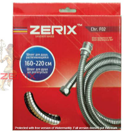 Шланг для лійки душа розтяжний з підшипником 160-220 Zerix Chr.F02, фото 3