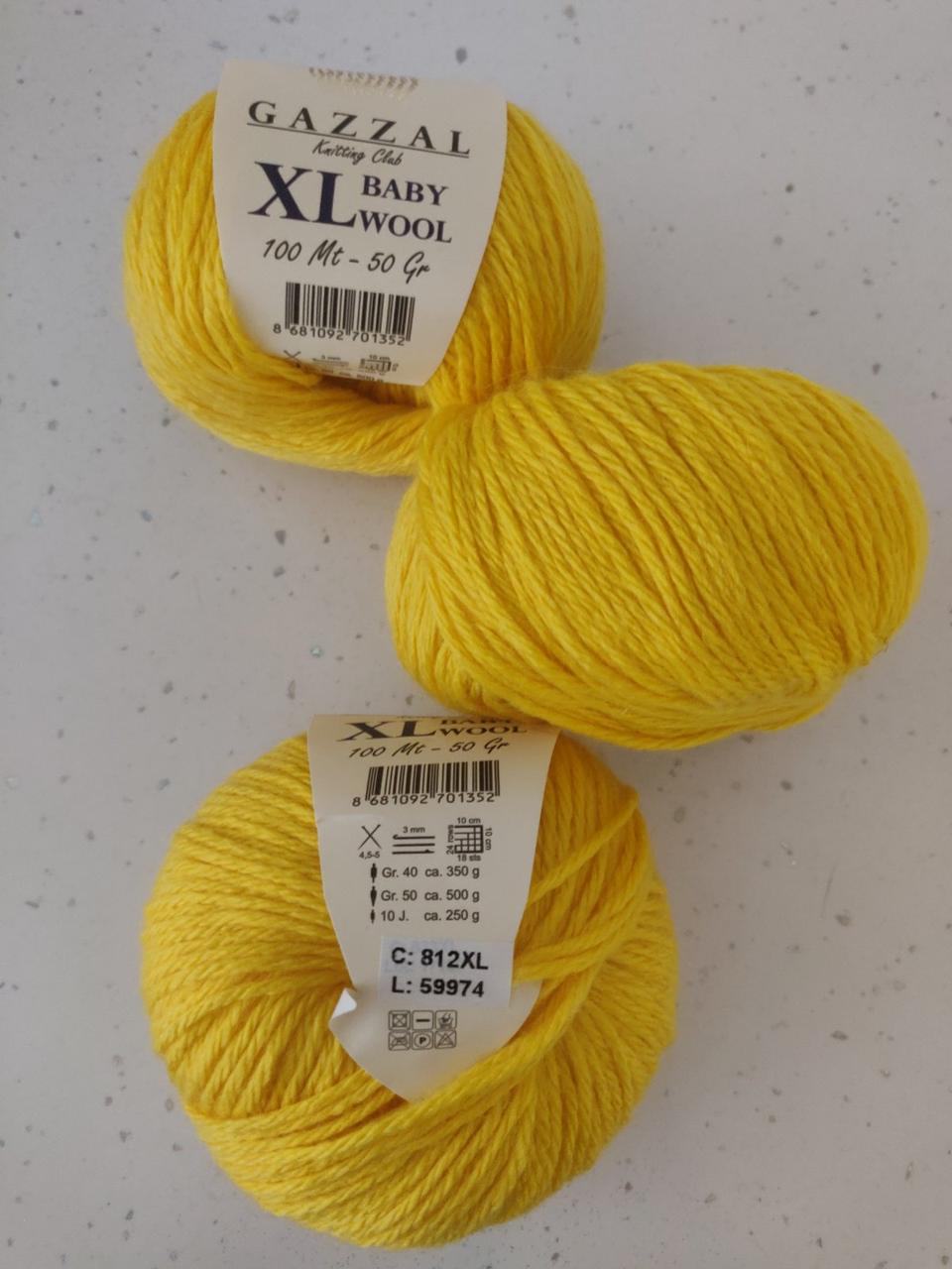 Пряжа Gazzal Baby Wool XL — 812 жовтий