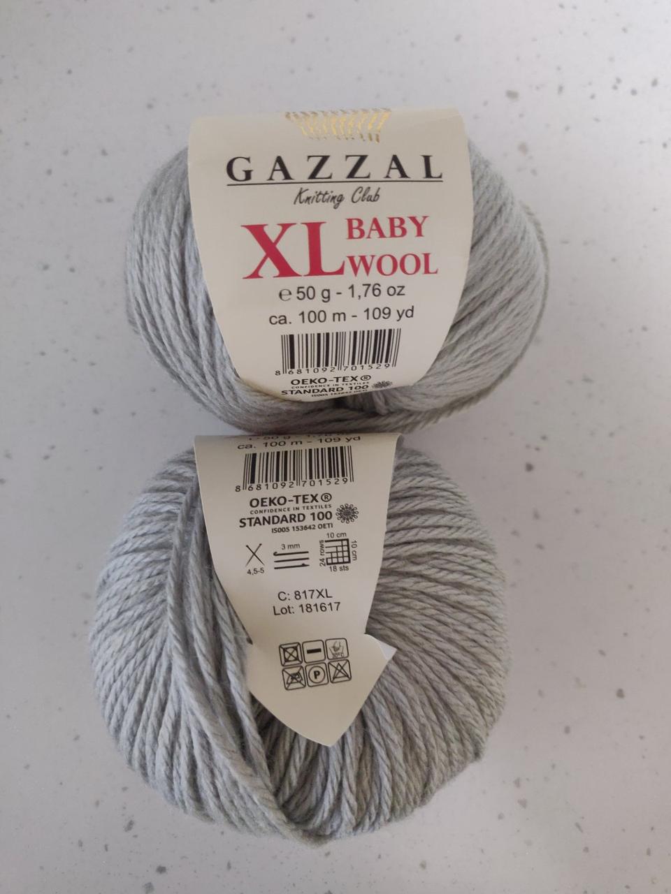 Пряжа Gazzal Baby Wool XL - 817 світло-сірий