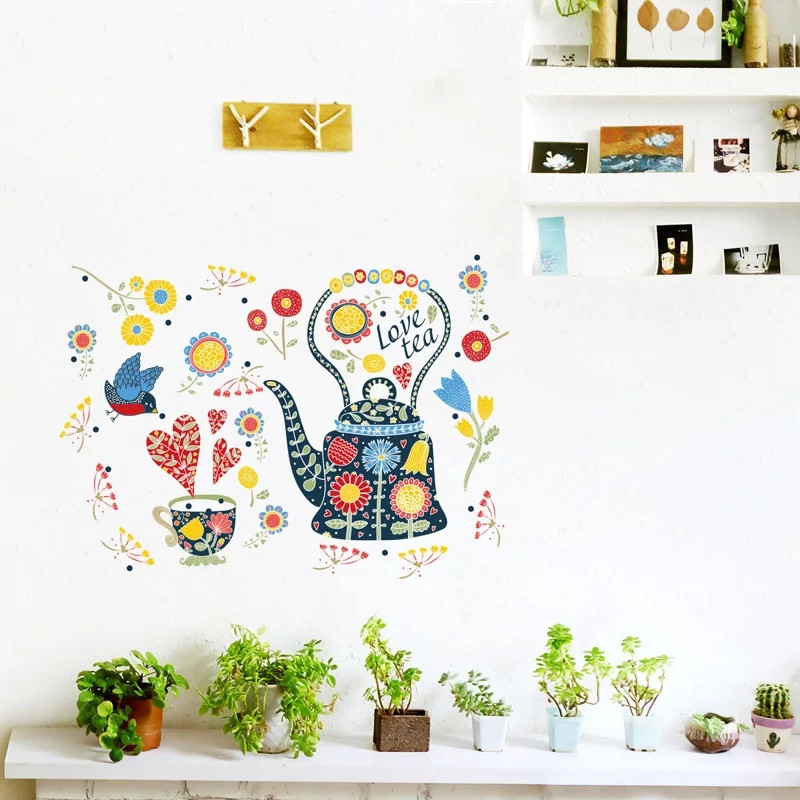 Наклейка на стіну в кав'ярню "Love tea" 66см*47см (лист 60см*45см) наклейки на кухню