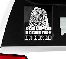 Автомобільна наклейка на скло Бордоський дог на борту (Dogue-De-Bordeaux on Board)