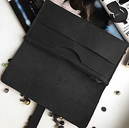 Гаманець гаманець, портмоне "HER" ручної роботи, натуральна шкіра+гравіювання чорний