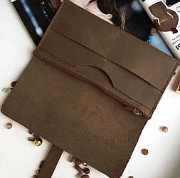 Гаманець гаманець, портмоне "HER" ручної роботи, натуральна шкіра+гравіювання коричневий