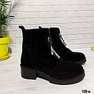 Замшеві жіночі демісезонні черевики з блискавкою попереду, фото 2