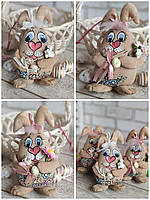 Кролик-іграшка до Великодня, ручної роботи, декор, кава, какао, кориця, 23 см
