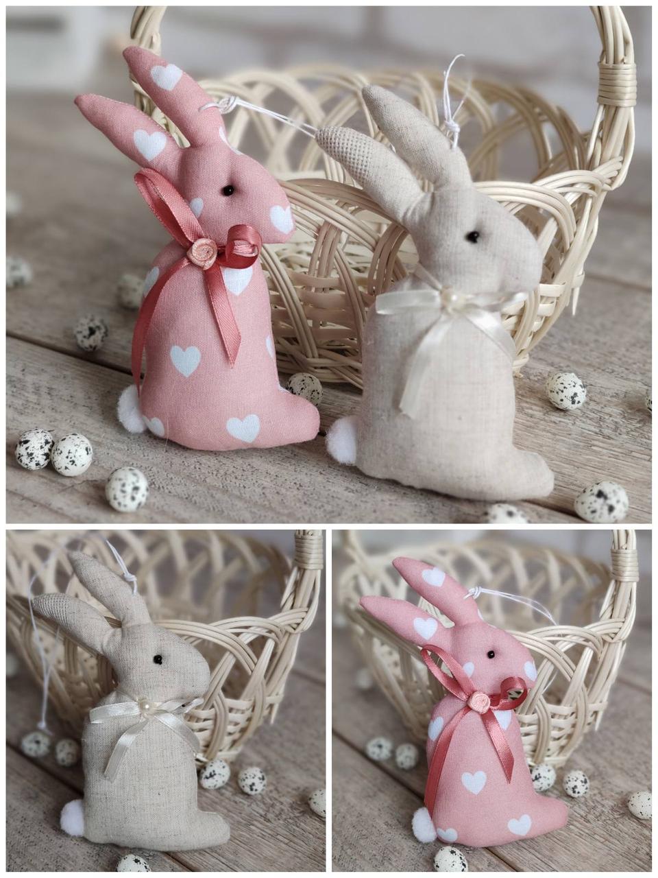 Кролик декоративний пасхальний, для віночка, для корзини, текстильний, фото 1