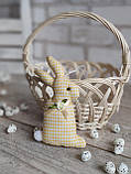 Кролик пасхальний ручної роботи, для віночка, для корзини, текстильний, 14-16см, фото 3