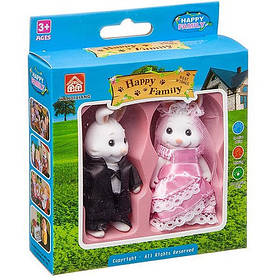 Набір флакових тварин 012-05C. Сімейна пара Зайців (аналог Sylvanian Families)