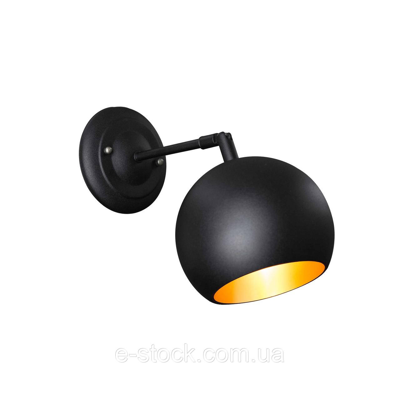 Бра в стилі лофт Msk Electric Куля NL 1512-1BK+GD ширина 150 mm світильник настінний кулька