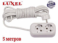 Удлинитель сетевой Luxel 10A, 2 розетки с заземлением, удлинители электрические 5
