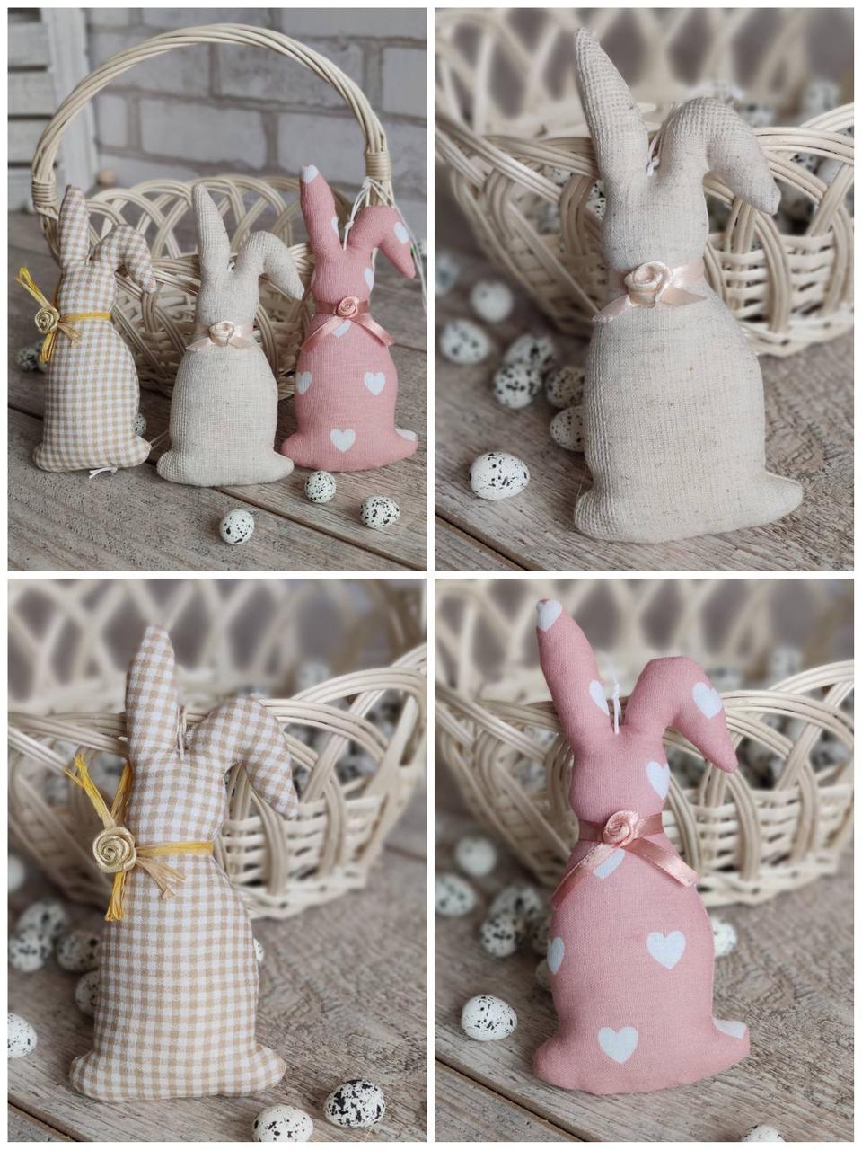 Кролик для пасхального декору 14-16см , кролик із ткані, фото 1