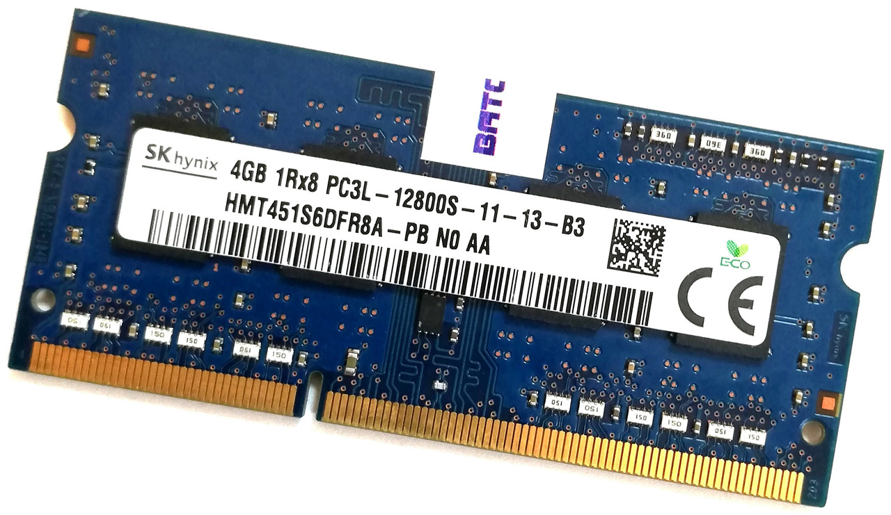 Оперативна пам'ять для ноутбука Hynix SODIMM DDR3L 4Gb 1600MHz PC3L-12800s 1R8 CL11 (HMT451S6DFR8A-PB N0 AA) Б/В