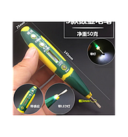 Индикатор-отвертка AX-777 для тестирования напряжения 12-250V, зелено-желтая ручка, фонарик