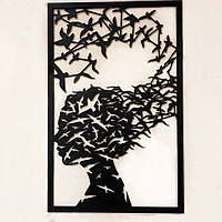 Картина из дерева Decart "Девушка с птицами" 50х32см