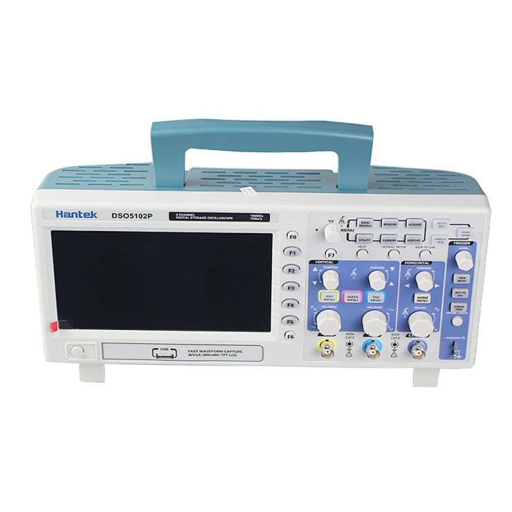 Цифровий осцилограф Hantek DSO5102P смуга пропускання 100 Мгц, дисплей 7 дюймів