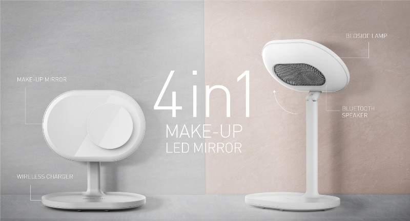 Косметичне дзеркало з підсвічуванням для макіяжу Person Style white біле
