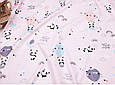 Сатин (бавовняна тканина) панди на повітряній кулі (рожевий фон), фото 2