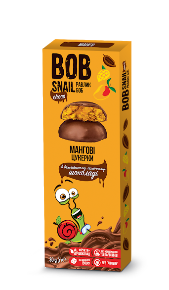 Натуральні Манго цукерки в молочному шоколаді, 30г SNAIL BOB