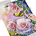 Алмазна вишивка, канарка в трояндах 20х30 см, квадратні стрази, повна викладка, фото 2