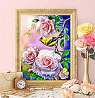 Алмазна вишивка, канарка в трояндах 20х30 см, квадратні стрази, повна викладка, фото 3