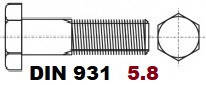 01.01 5.8 DIN 931 (Болт шестигранна головка Неповна різьба)