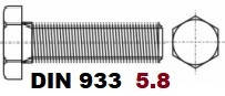 01.02 5.8 DIN 933 (Болт шестигранна головка Повна різьба)