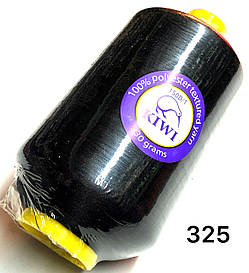 Нитка для оверлока Чорна 150D 325тон текстурована Kiwi 20000м