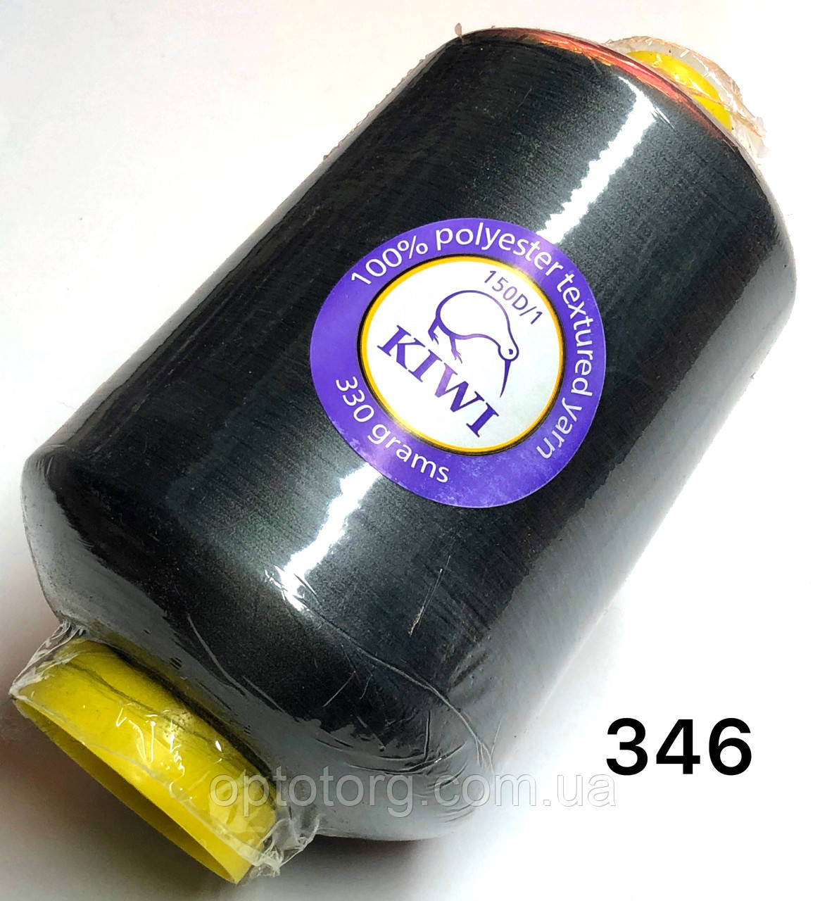 Нитка Темно сіра 150D 346тон для оверлока текстурована Kiwi 20000м