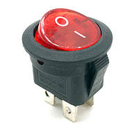 KCD1-8-201N RED 4PIN Переключатель: клавишный; с подсветкой; 6A/250VAC; 10A/125VAC; 4Pin; ON-OFF; цвет красный