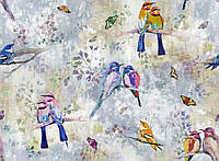 Ткань для штор и оббивки мебели хлопковая с попугаями
