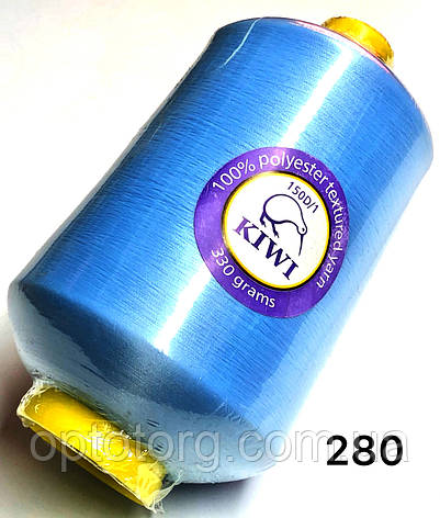 Нитка для оверлока Блакитна 150D 280тон текстурована Kiwi 20000м, фото 2
