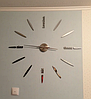 3D годинник Timelike™ 100 см настінний великий Стріли-S в кухню сріблястий, фото 3