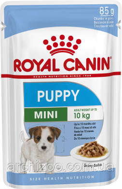 Royal Canin Mini Puppy - паучи для цуценят дрібних порід в соусі (упаковка 12 штук за 85г), фото 2