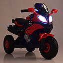 Дитячий електромобіль Мотоцикл M 4188 AL-3, гумові колеса, шкіряне сидіння, червоний, фото 6