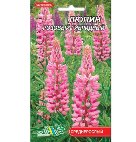 Насіння Люпин гібридний рожевий однорічник середньорослий 0.2 г, фото 1