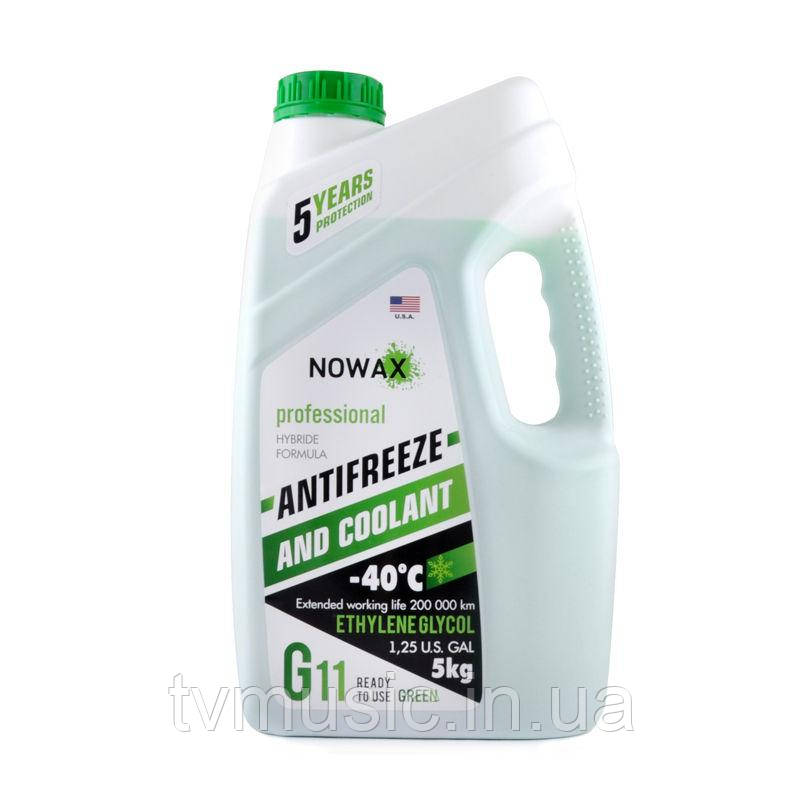 Антифриз Nowax Green G11 -40 °C зелений 5 кг, фото 1