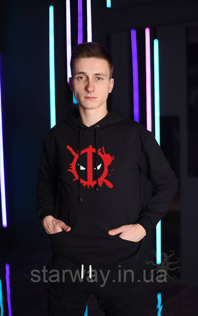Чорна толстовка deadpool | худі дедпул