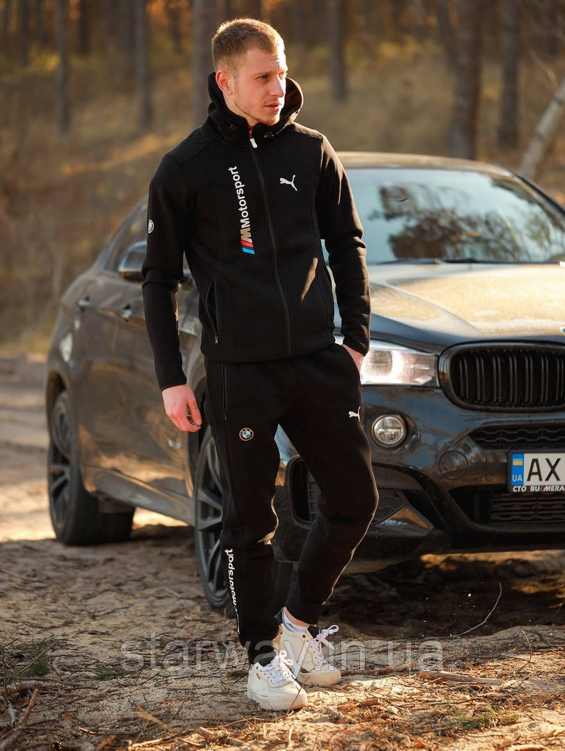 Спортивний костюм на блискавці пума bmw з капюшоном | логотип принт