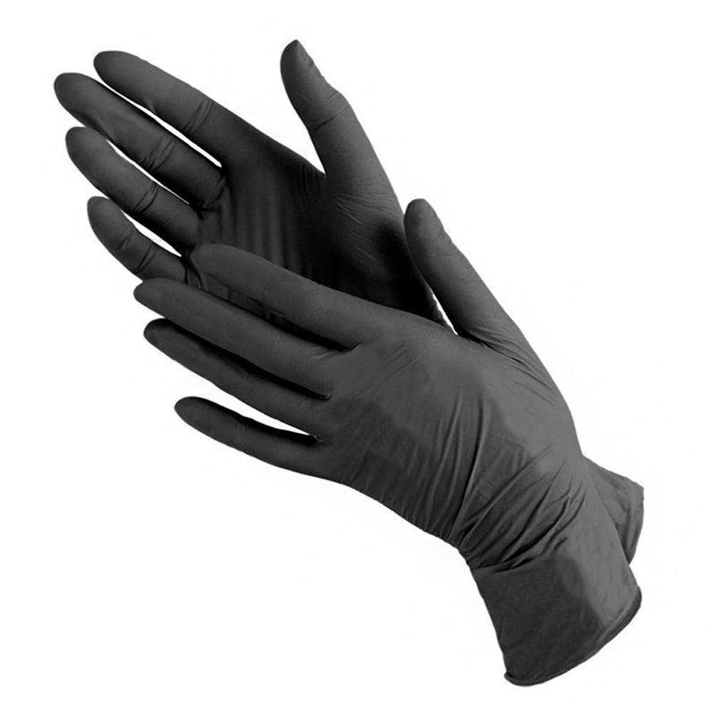 Нитриловые Чёрные перчатки без пудры размер L 100 шт.
