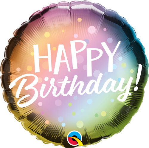 Q 18" Birthday Metallic Ombre & Dots Balloon З Днем народження Металік Омбре — В УП, фото 1