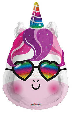 Kaleidoscope 18" Unicorn With Glasses Shape Єдиноріг в окулярах — В УП