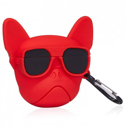 Чохол кейс для навушників Apple AirPods Pro Alitek Французький бульдог Red з карабіном, фото 1