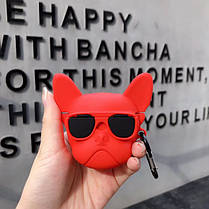 Чохол кейс для навушників Apple AirPods Pro Alitek Французький бульдог Red з карабіном, фото 5