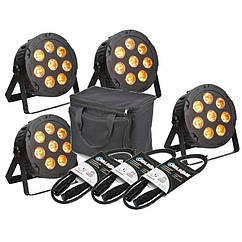 Світлодіодний прожектор заливки LIGHT4ME PENTA PAR 8x12W MKII RGBWA LED slim SET2 (Набір 4 шт + сумка)