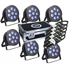 Світлодіодний прожектор заливки LIGHT4ME QUAD PAR 8x10W MKII RGBW LED slim SET4 (Набор 6 шт + кейс)