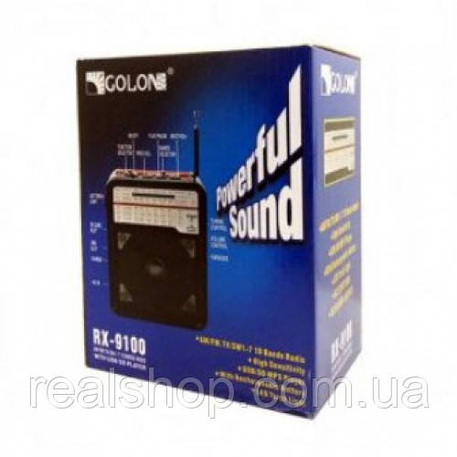 Радіоприймач Golon RX-9100 usb sd card FM/AM/SW ліхтарик, фото 1