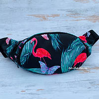 Стильна жіноча сумка на пояс (бананка для дівчинки фламінго) Flamingo