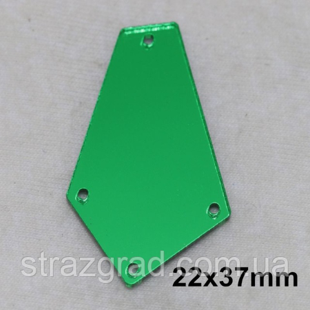 Дзеркальні пришивні стрази С/С 22х37 Emerald