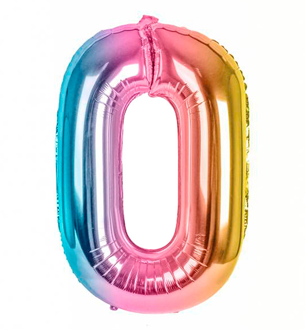 Шарик Цифра "0" (80 см) колір - райдуга