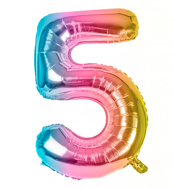 Шарик Цифра "5" (80 см) колір омбре